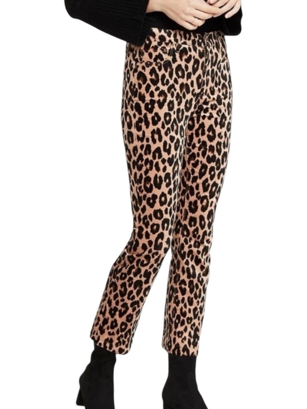 NWT ANN TAYLOR PETITES CHEETAH PRINT BRUSHED VELVET PANTS SIZE 8P